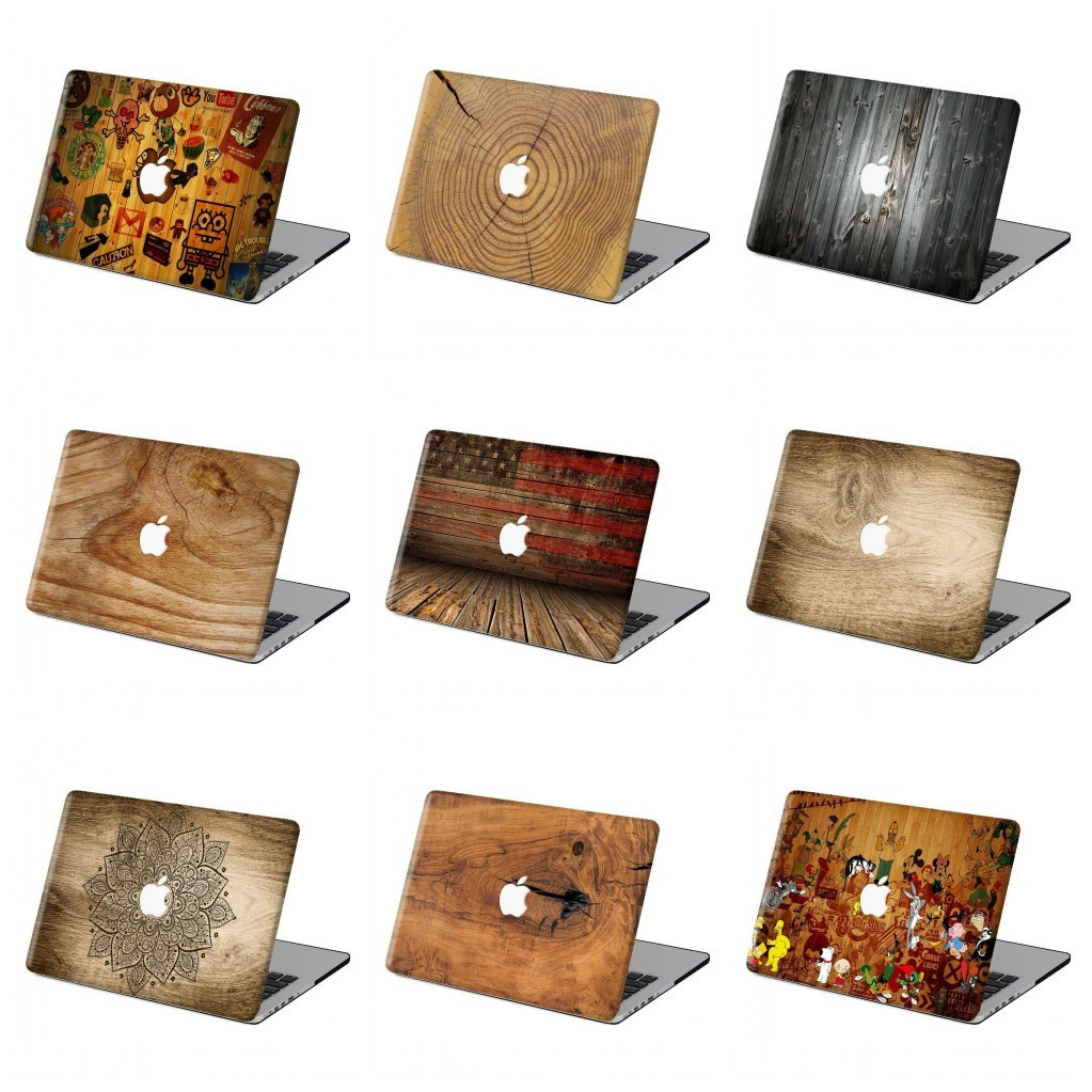 Wood Painted Rubberized Hard Case Cover For New Macbook Pro Air M1 M2 M3 M4 M5