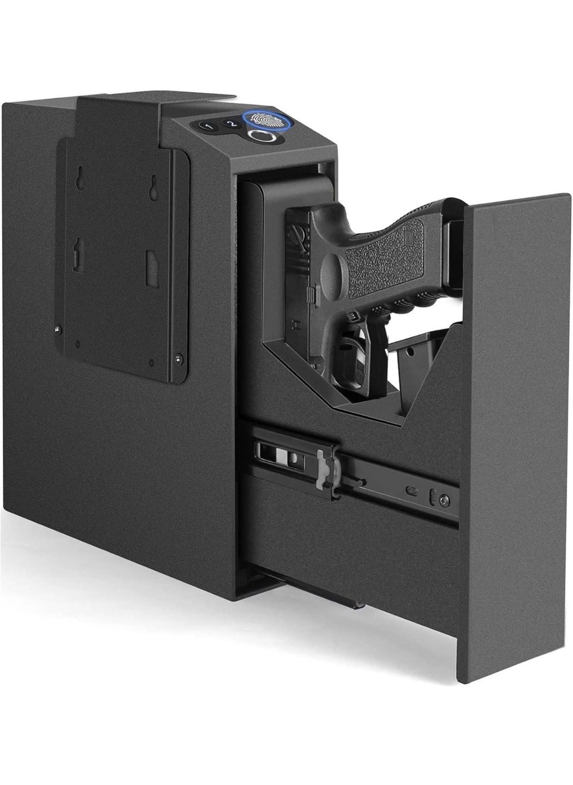 Biometric Slider Handgun Gun Safe for Nightstand, Desk, Bed Side,Truck - Auto Sl