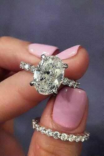 3.20 Ct Oval Cut White Diamond Lab-Created Wedding Ring Set 925 Sterling Silver
