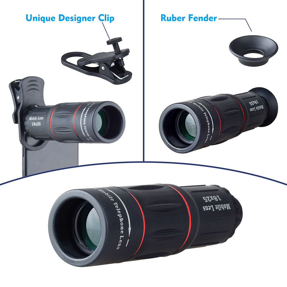 APEXEL 18X Telescope Zoom Lens Monocular Phone camera Lens With Clip for Phones