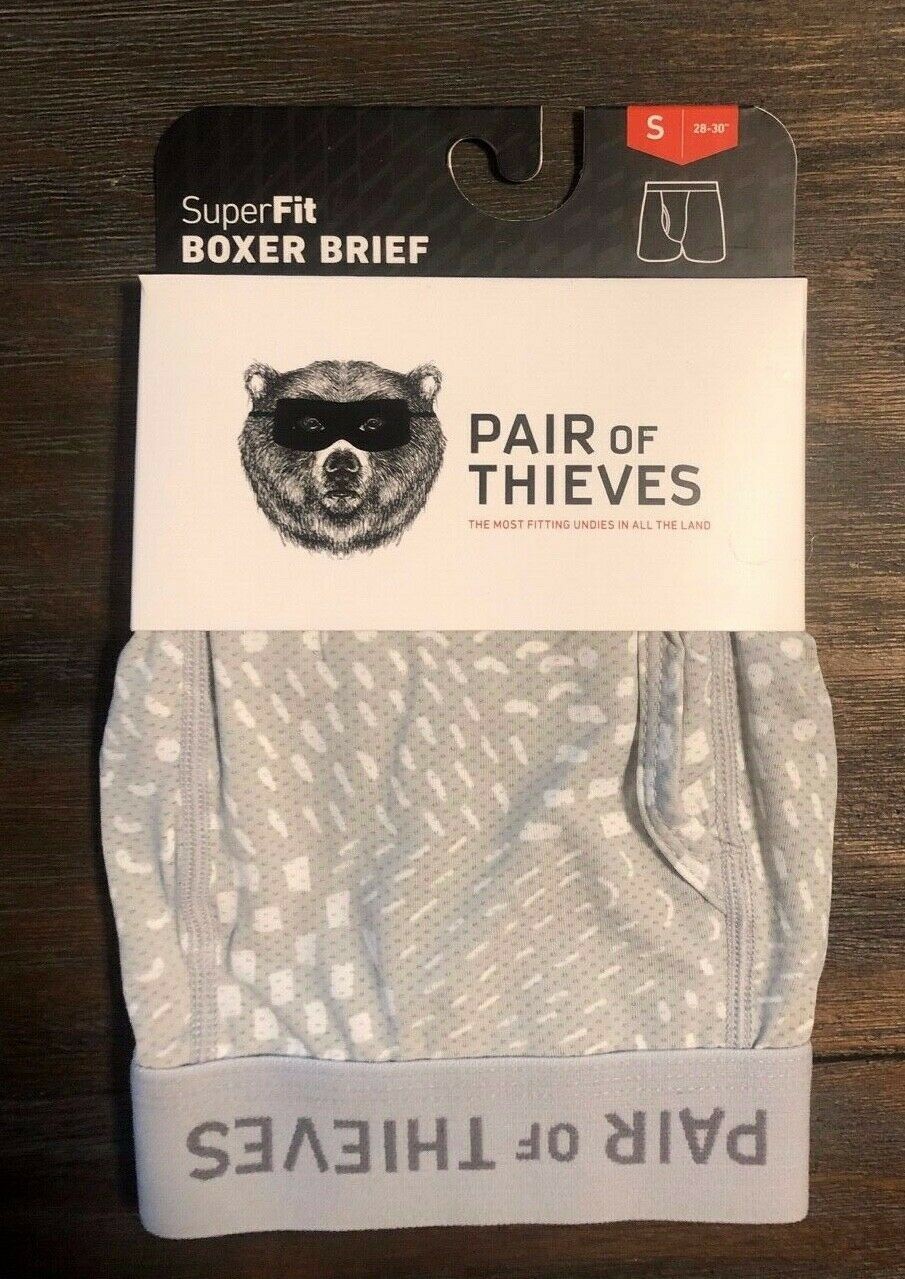 Men's Pair of Thieves SuperFit Boxer Brief Underwear Light Grey & White Size S