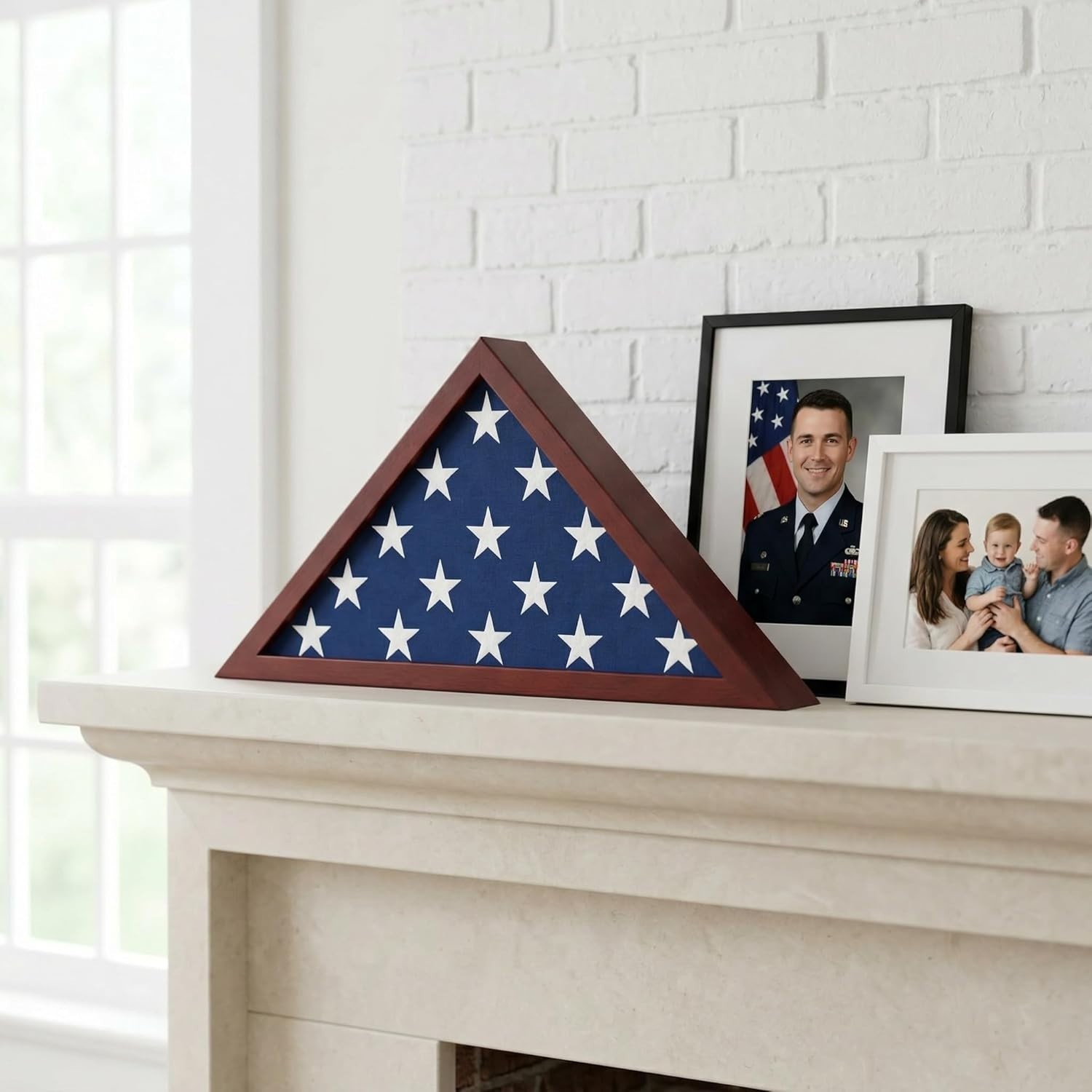 Triangular Mahogany Flag Case - Ideal for 5x9.5' Burial Flags, Gift for Veterans