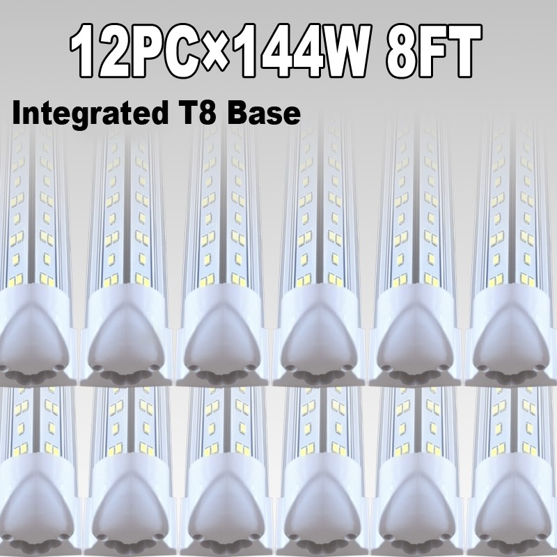 12/48PC 8FT LED Tube Light Bulb 144W LED Shop Light Fixture 6500K Daylight Light
