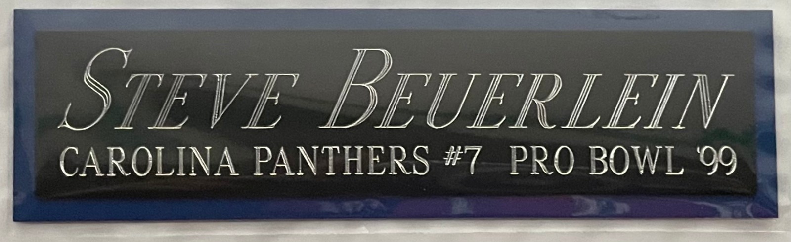 STEVE BEUERLEIN PANTHERS NAMEPLATE AUTOGRAPH Signed FOOTBALL-HELMET-JERSEY-PHOTO