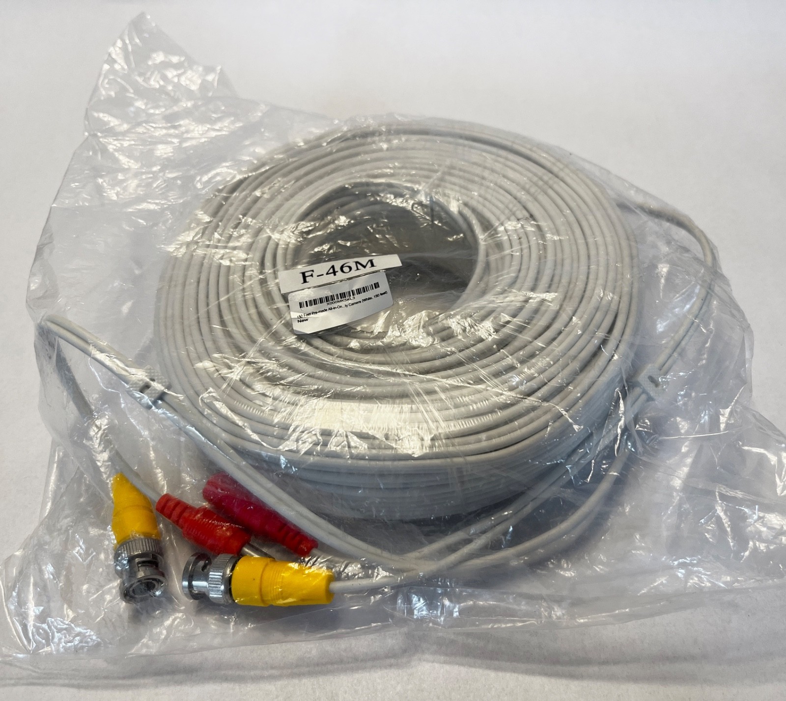 New 150' BNC Coaxial Cable for Security Camera CCTV System, Yellow/Red Ends