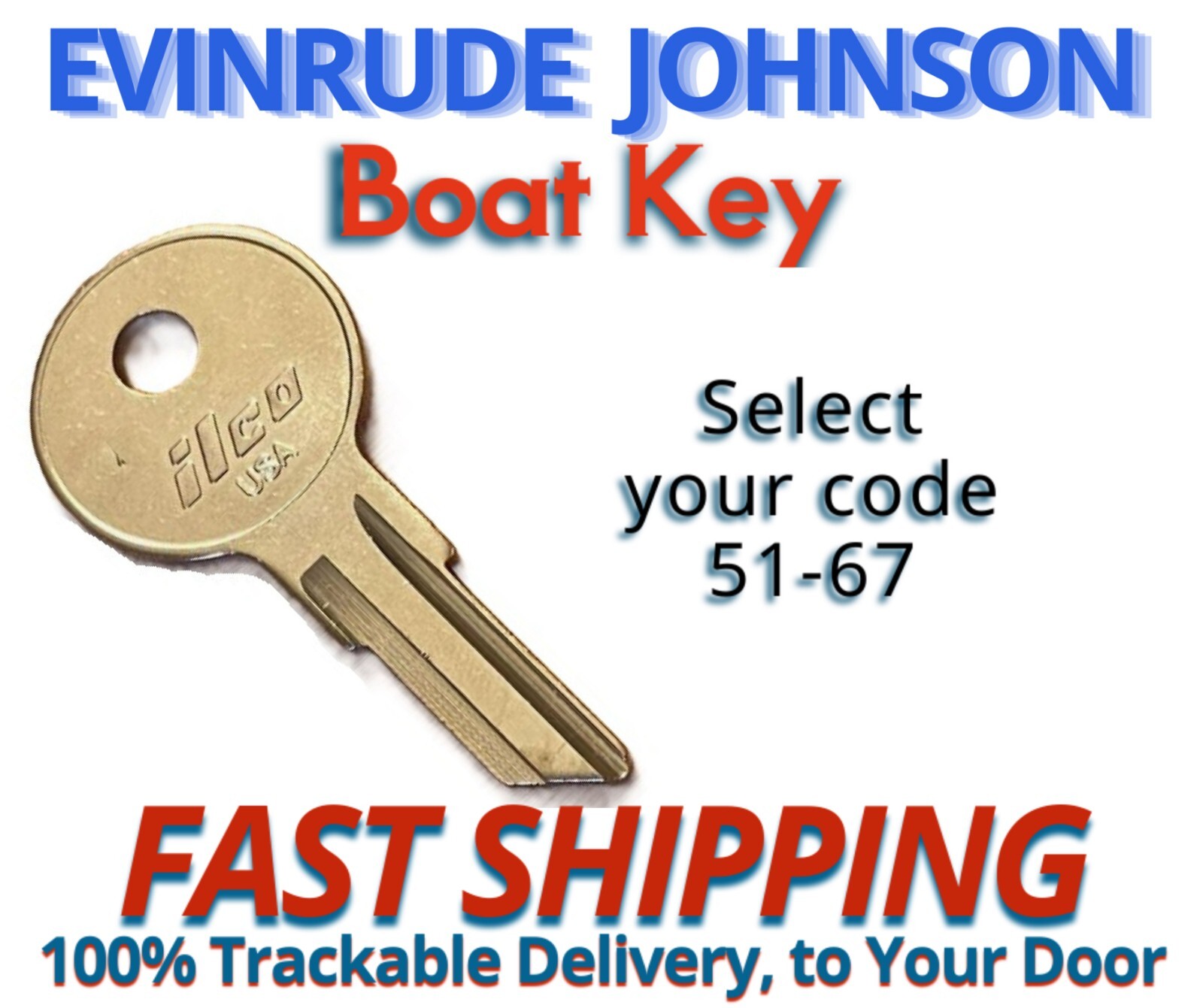 Johnson & Evinrude Keys 1978-1995 outboard Boat Key Cut to your Code 51-67