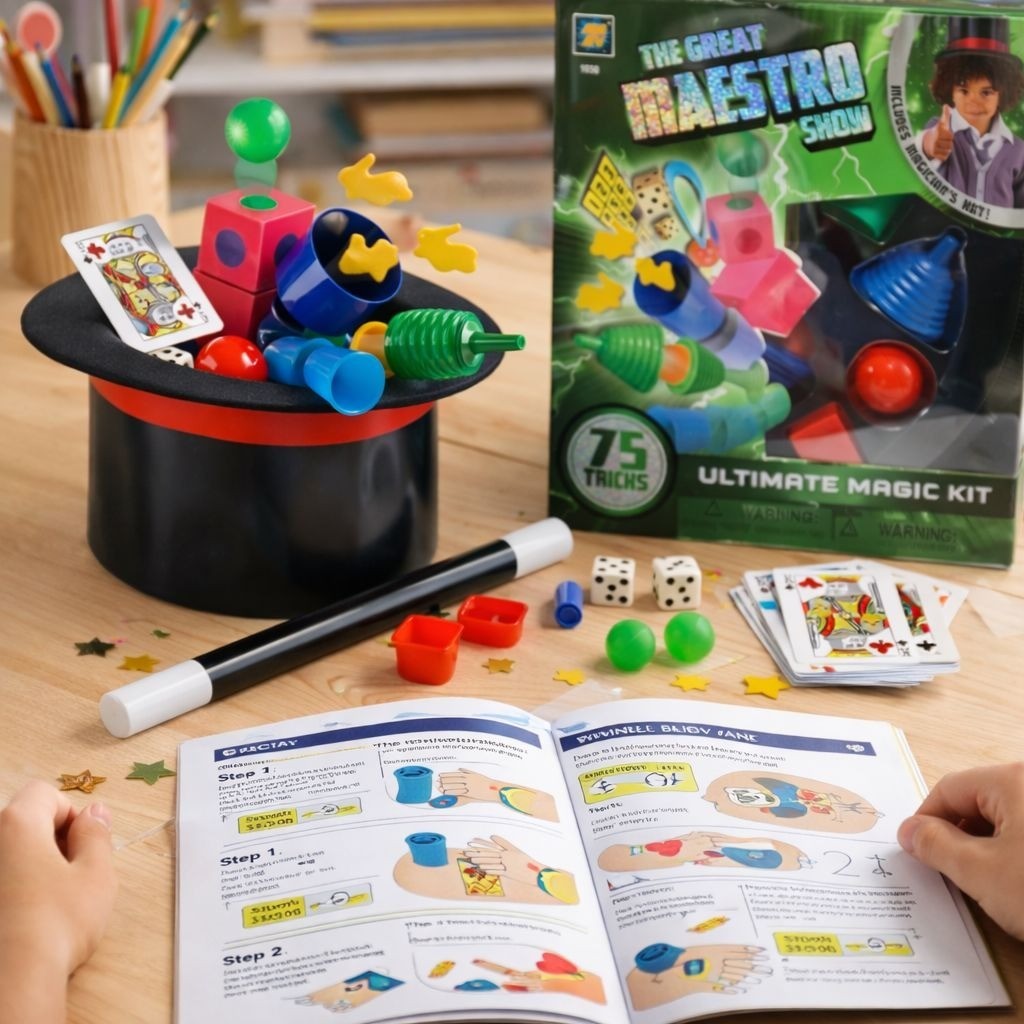 AMAV Kids Magic Trick Kit Great Maestro Show Set 75 Tricks Beginner Educational
