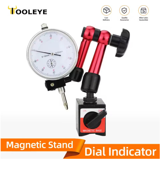 Dial Indicator Gauge Set Magnetic Base Stand Micrometer Measuring Tool 0-10mm