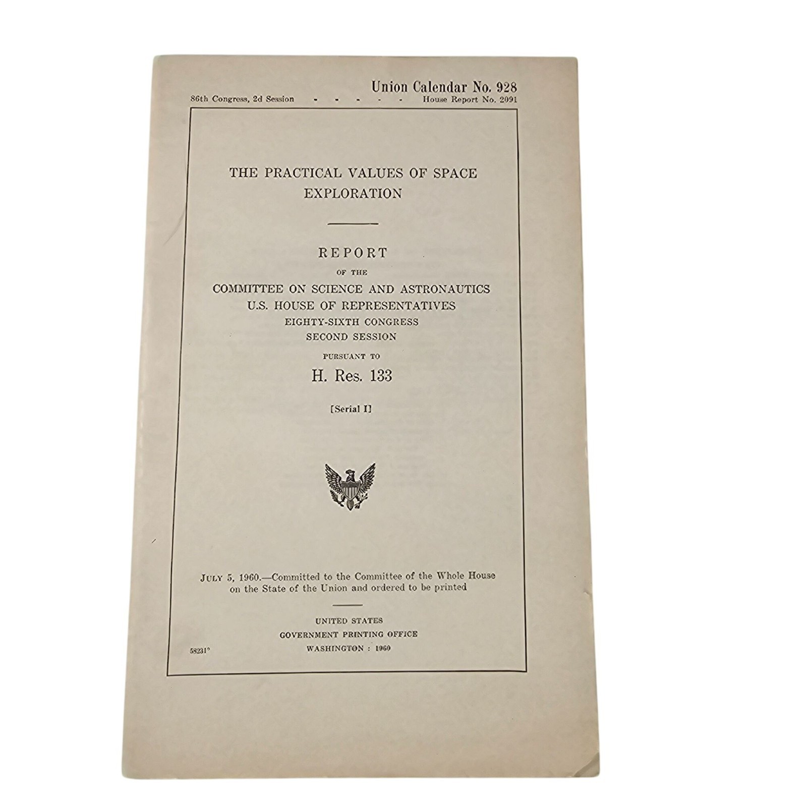 Practical Values Of Space Exploration Report Committee Science Astronautics 1960