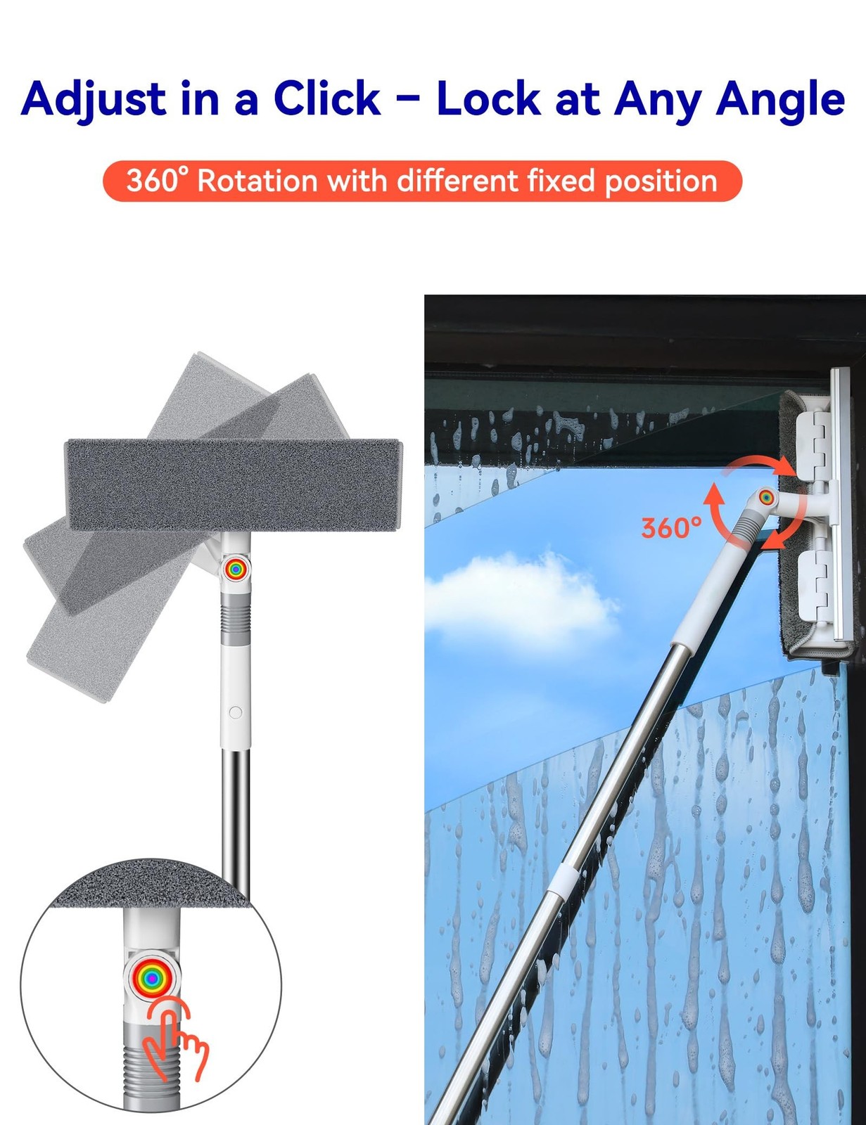 CTIME 80" Window Washing Kit with Extension Pole : Professional Window Cleane...