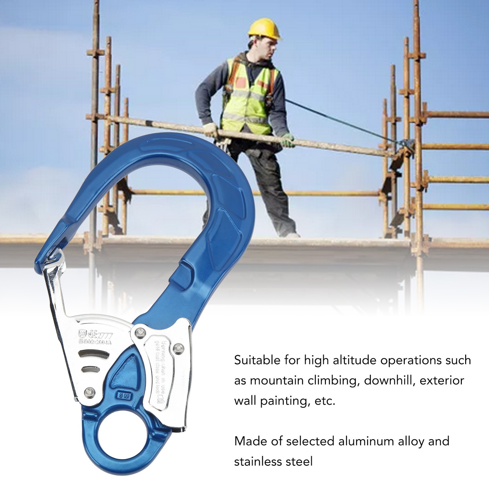 Safety Hook Aluminum Alloy Snap Lock Hook Clip Large Opening Climbing Hook FF
