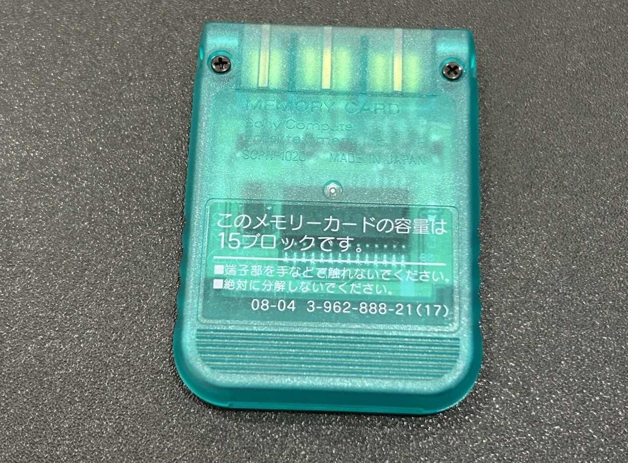 Authentic Sony PlayStation 1MB Memory Card Clear Translucent Emerald Green PS1
