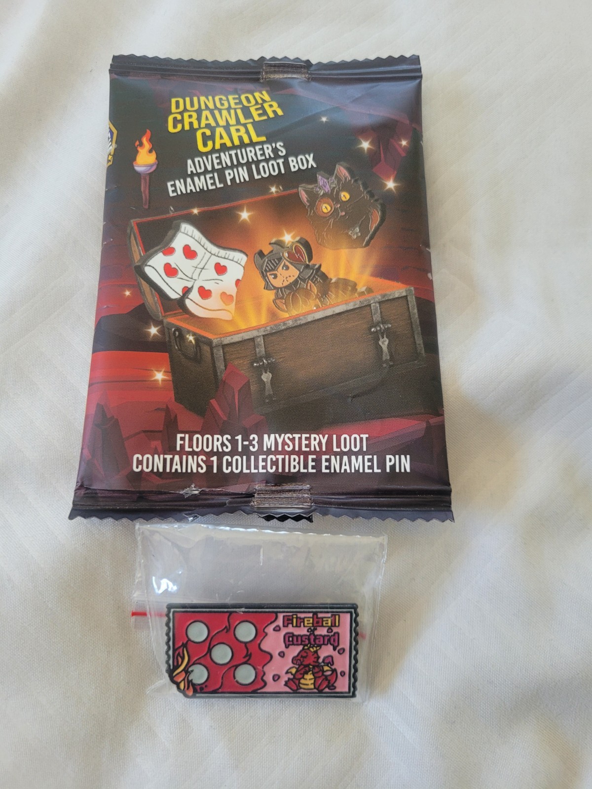 Dungeon Crawler Carl Enamel Pin – Foam Brain Games – Fireball or Custard