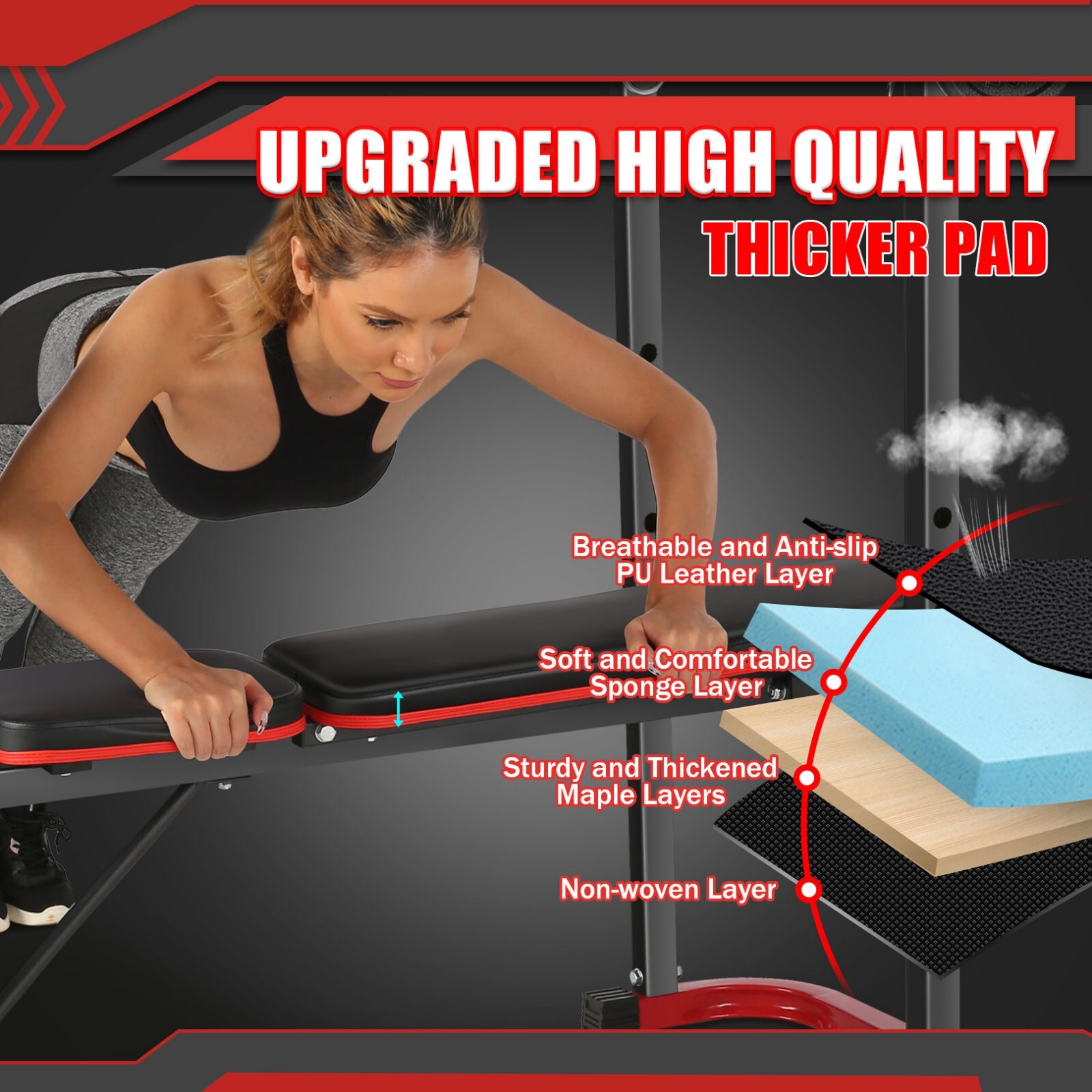 Adjustable Weight Bench Set with Squat Rack, Leg Developer & Preacher Curl Pad-⭐