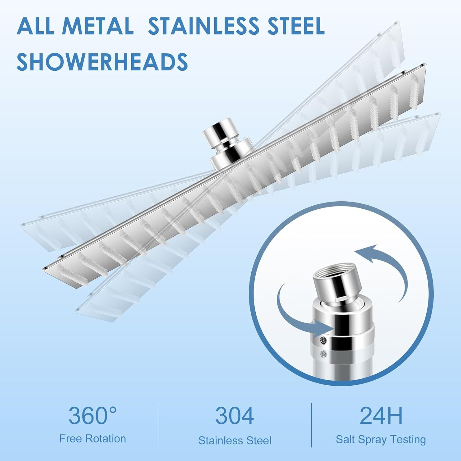16" Chrome Rain Shower Head - All Metal 304 Stainless Steel, 324 Nozzles