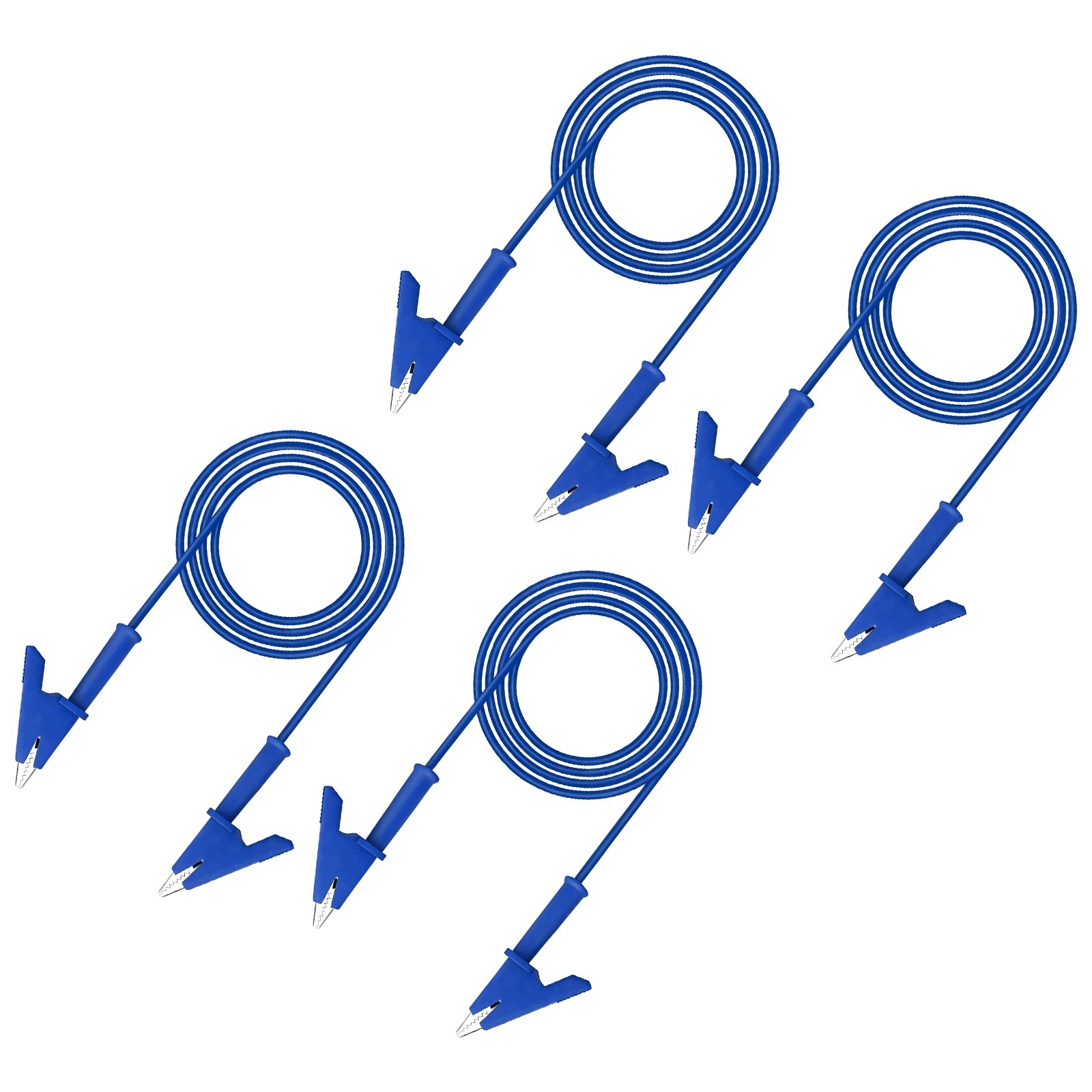 4 Pcs Dual-ended Alligator Clips Test Leads, 15A, 2.99m/9.81ft, Blue