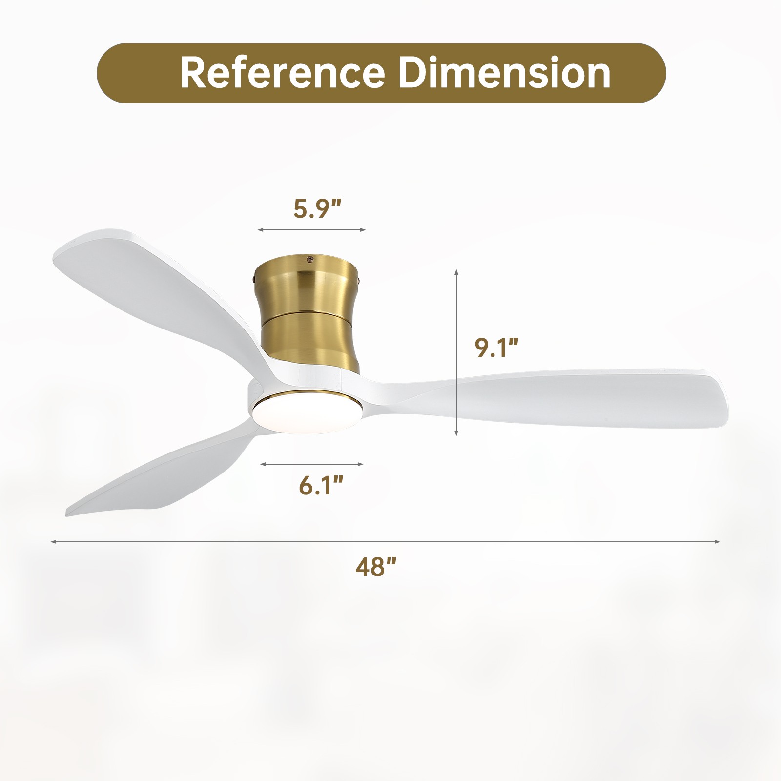 48 Inch Ceiling Fan with Light, Reversible DC Motor, Dimmable Light with Memory