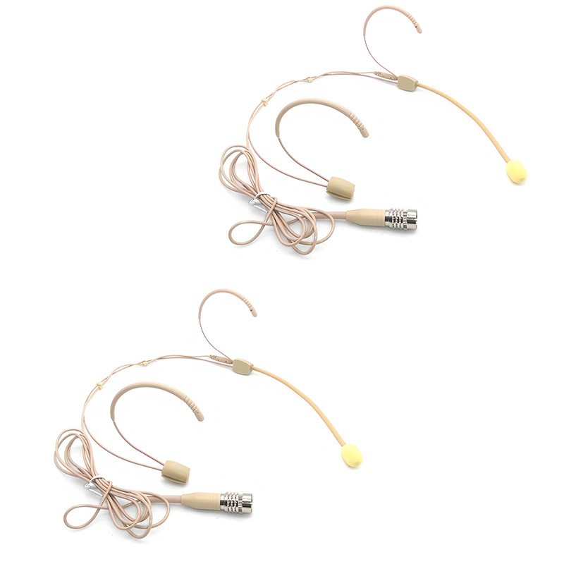 2 Pack Headworn Microphone For Audio Technica Wireless System With Hirose 4-PIN