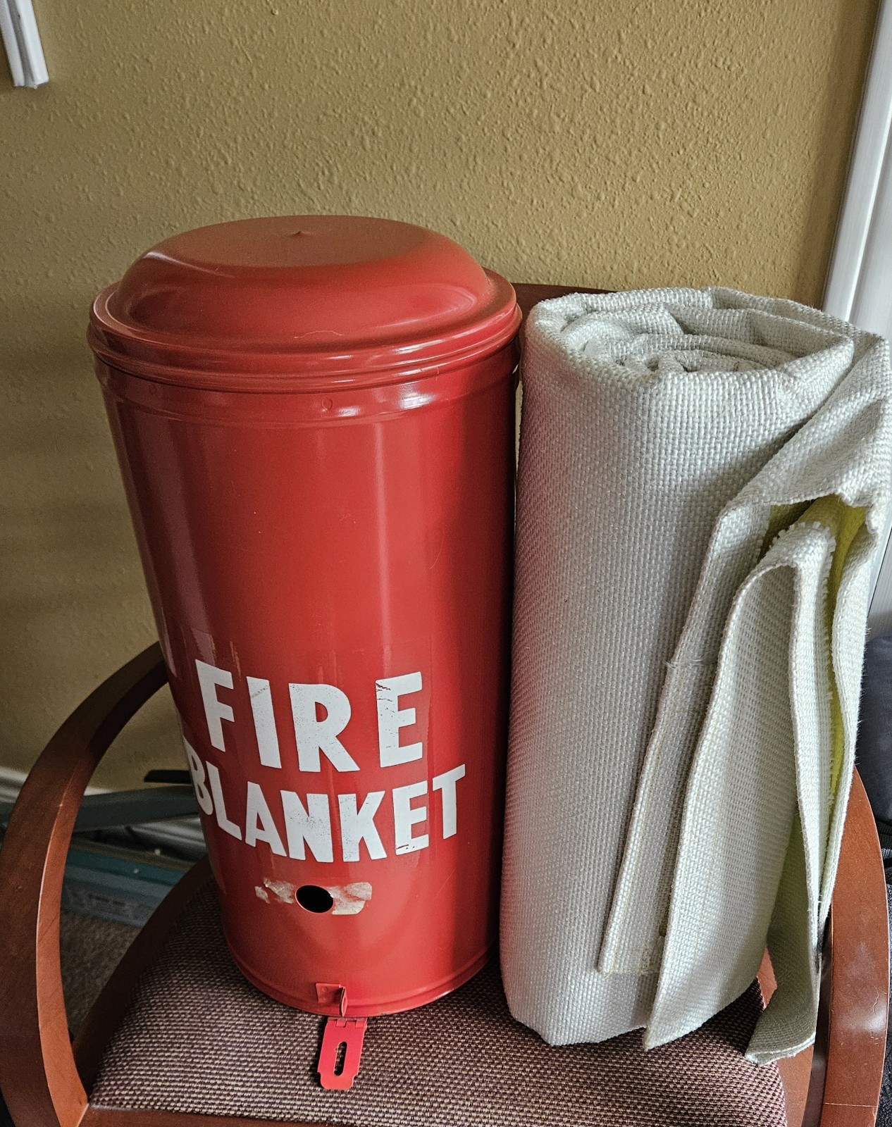 Fire & First Aid Blanket in Metal Wall Mount Storage Container 75X66 inches