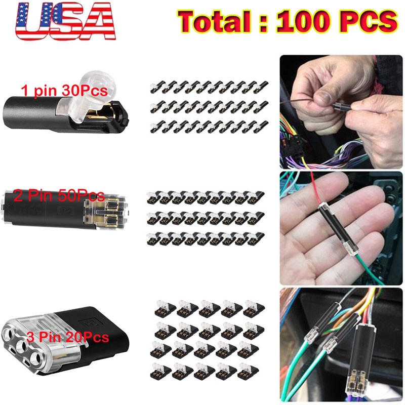 500Pcs 1/2/3 Pin Electrical Wire Connectors Kit Quick Splice Wire Connectors