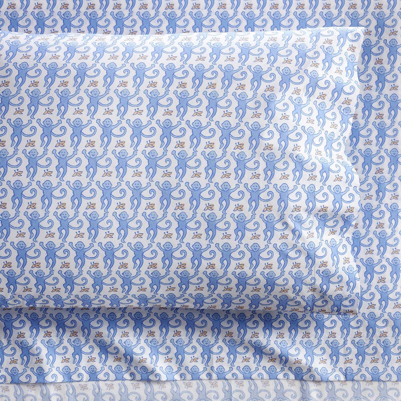 Best Seller Roller Rabbit Monkey Organic Sheet Set,Full Blue
