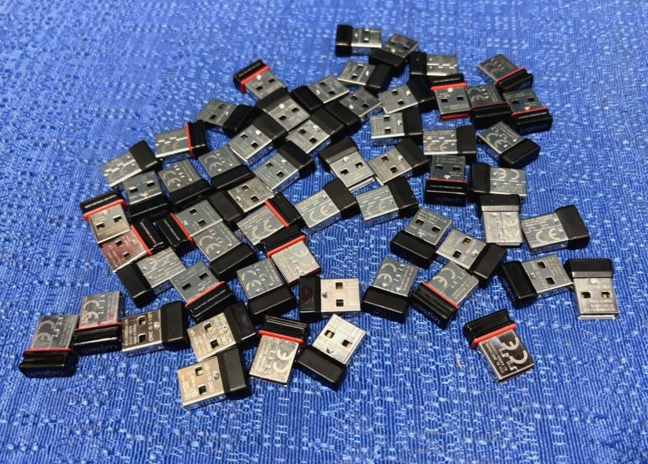 Lot of 58 Logitech Non-Unifying 2.4GHz USB Nano Receiver C-U0010 for Keyboards..