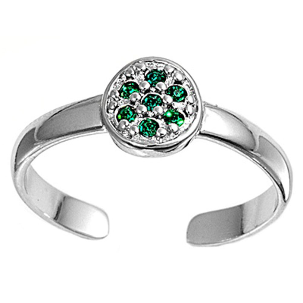 Simulated Green .925 Sterling Silver Toe Ring
