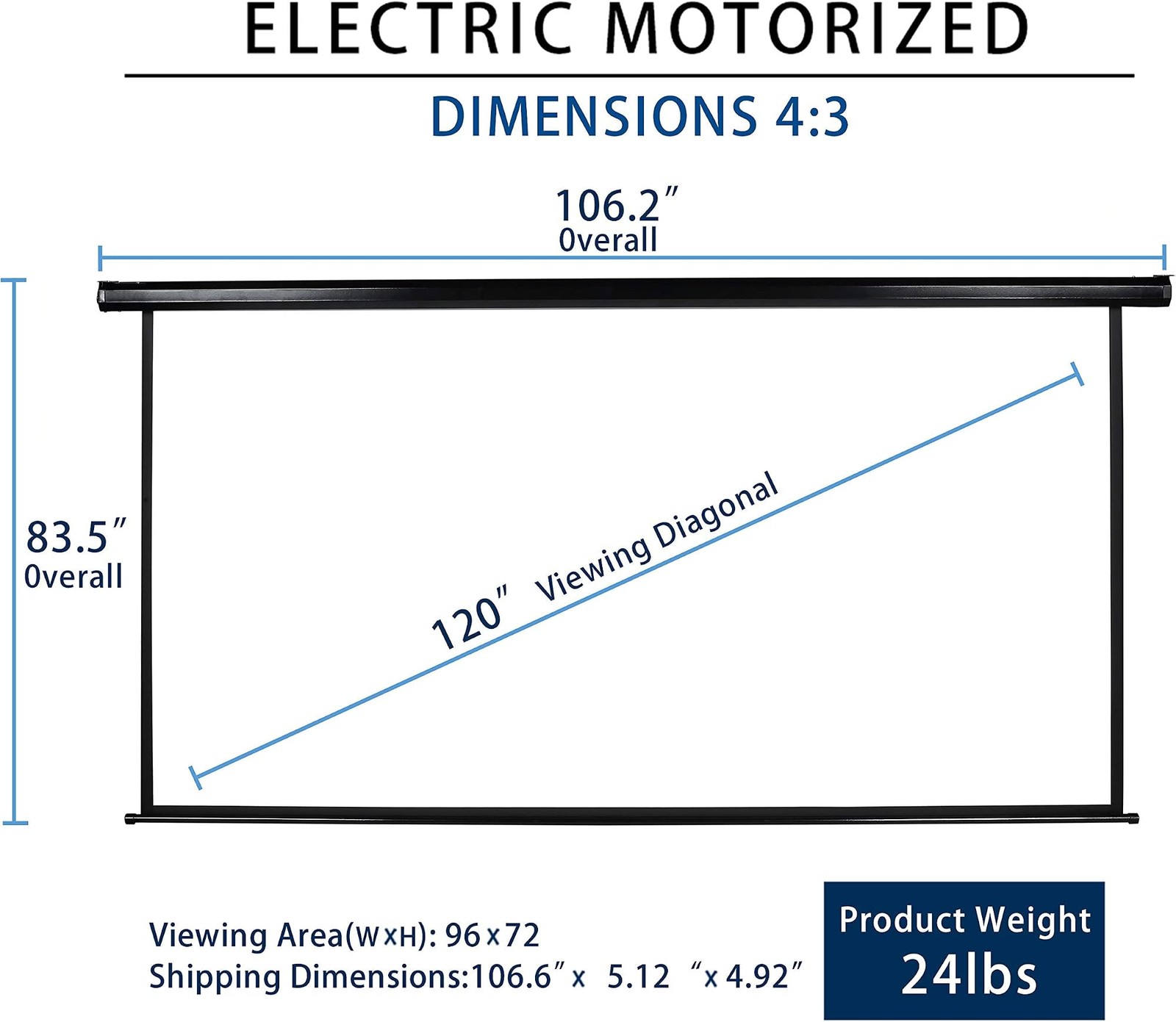 Kayle 120" Motorized Projector Screen Electric Diagonal Automatic Projection ...