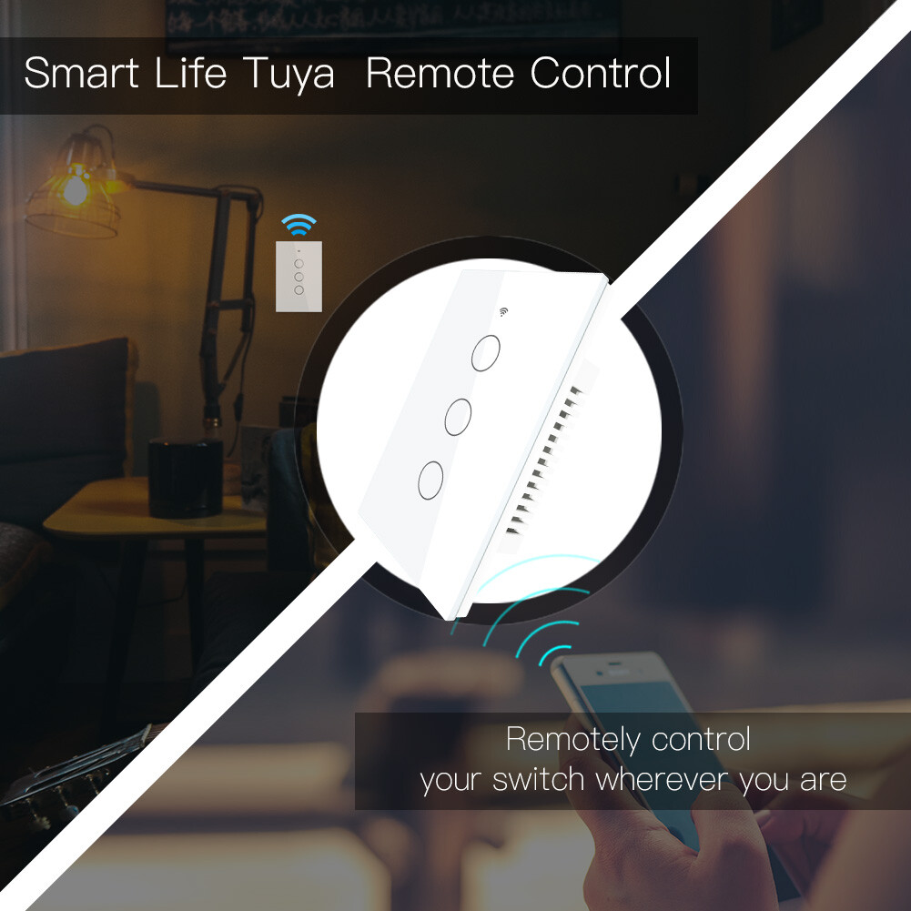 MOES WiFi RF Smart Light Switch Wall Touch Alexa Google Voice Control APP Remote