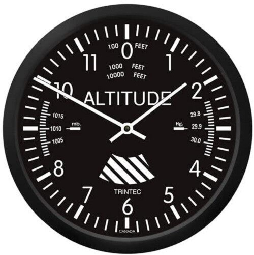 Trintec 10" Classic Altimeter Wall Clock - 9060-10 - A Great Aviation Gift
