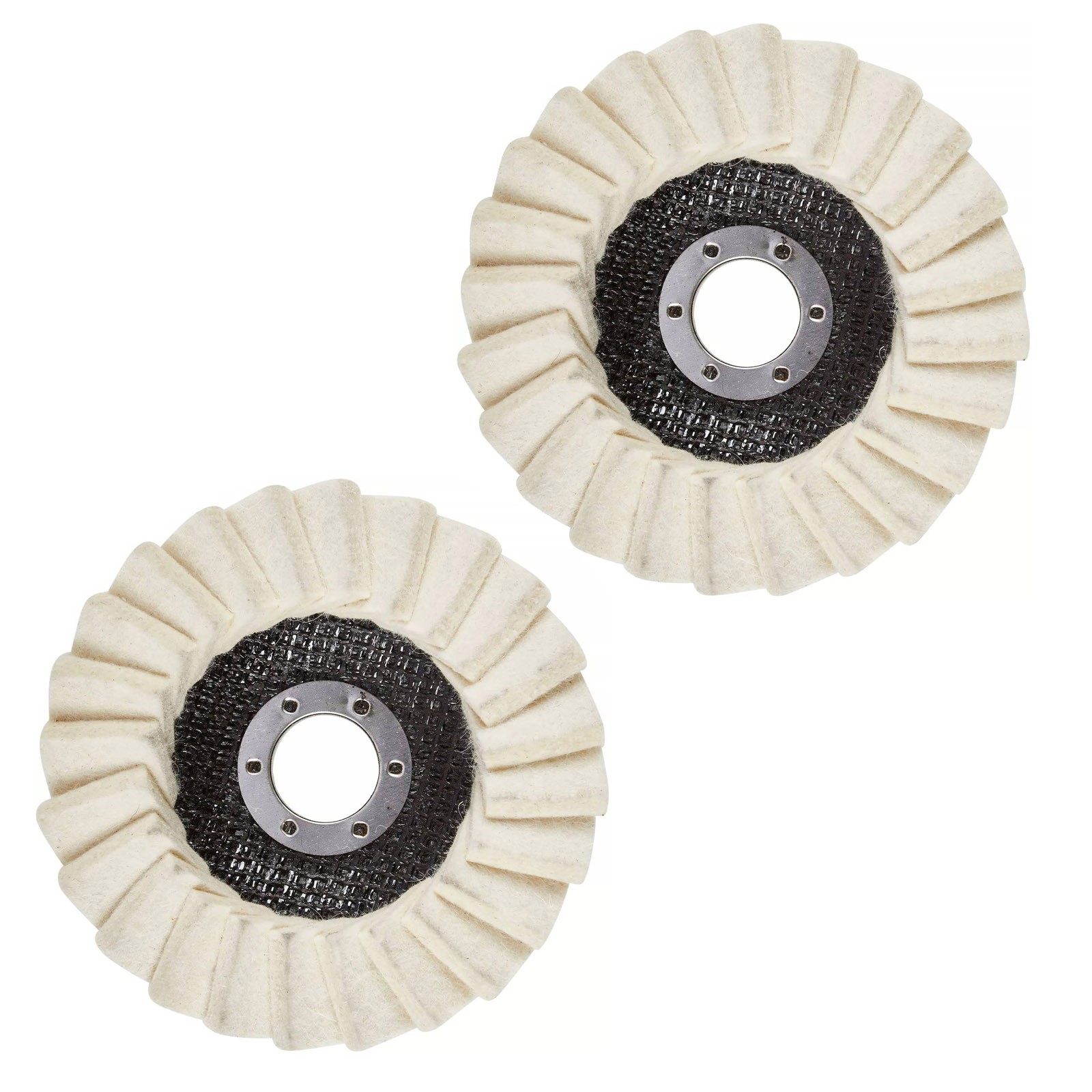 2x 115MM Wool Felt Flap Disc Finishing Wheel Buffing Pads For Angle Grinder