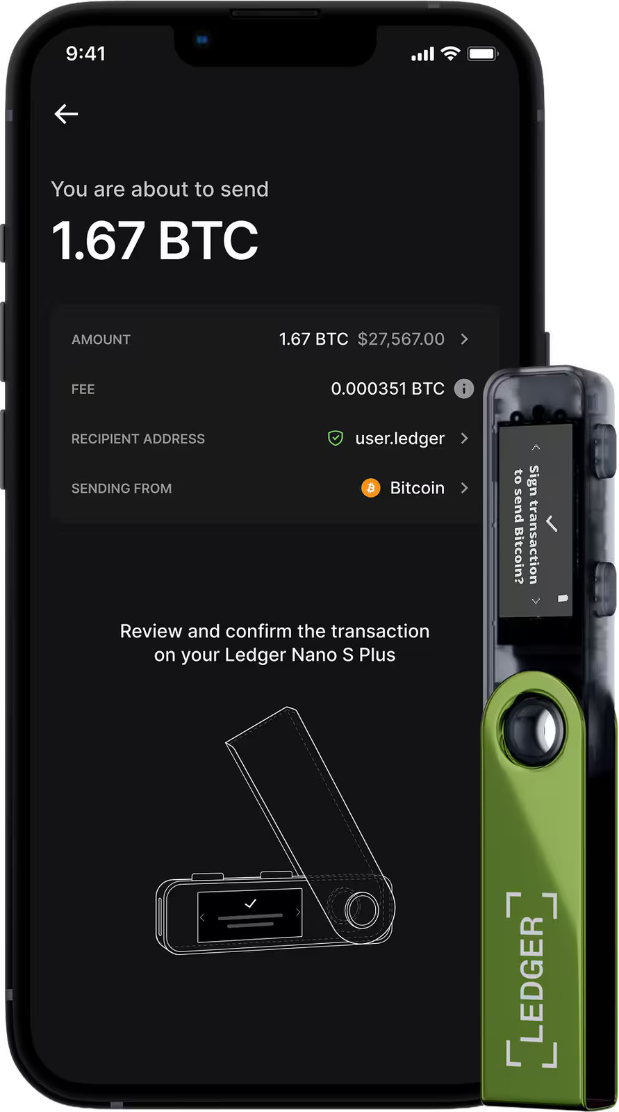 Ledger - Nano S Plus Crypto Hardware Wallet - Oxidate Green