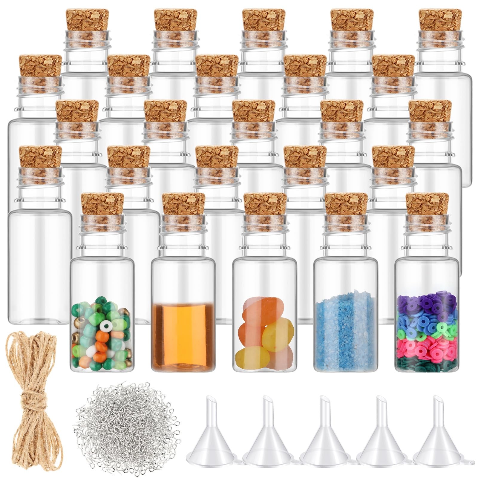 25 Set 10ml Mini Plastic Bottles With Corks Small Potion Jar Wishing Vial