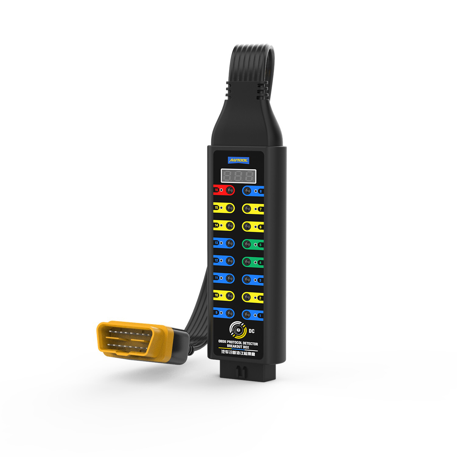 OBD2 Breakout Box Auto OBDII Protocol Detector LCD Display 16 Pin CAN Bus Test