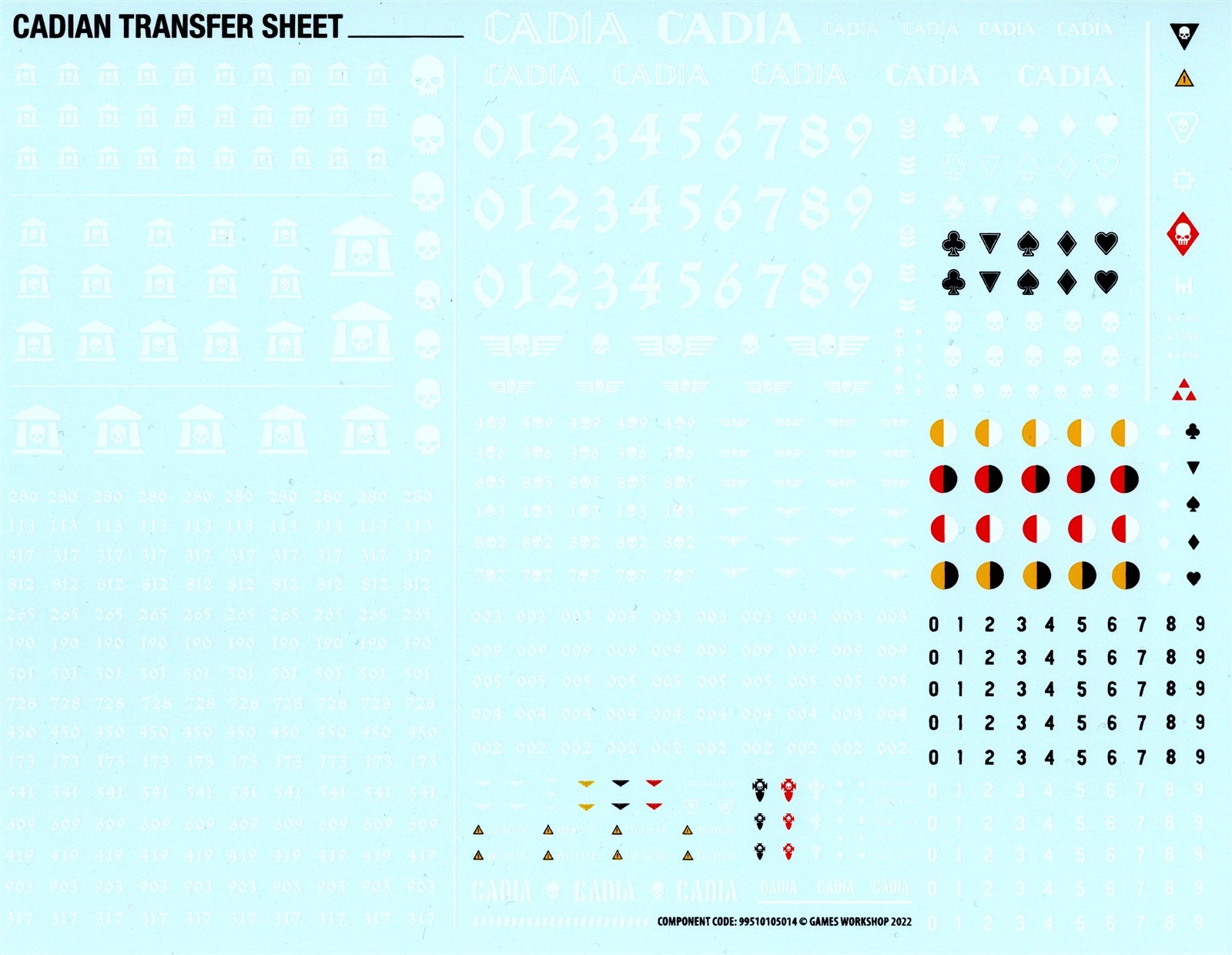 40K Astra Militarum Cadian Heavy Weapons Transfer Decal Sheet 2022 ver. New