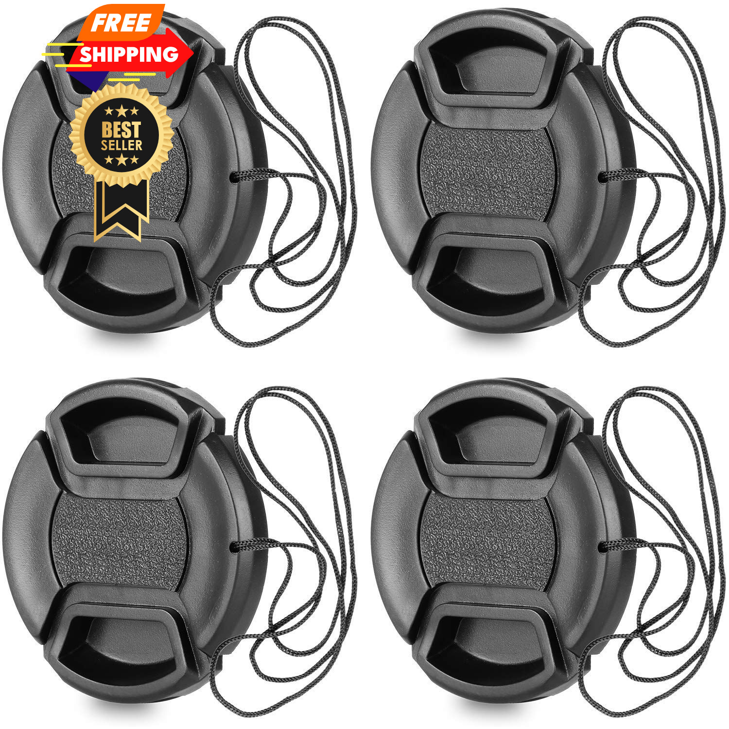 ChromLives 58mm Lens Cap with Leash Hole Bundle 58MM