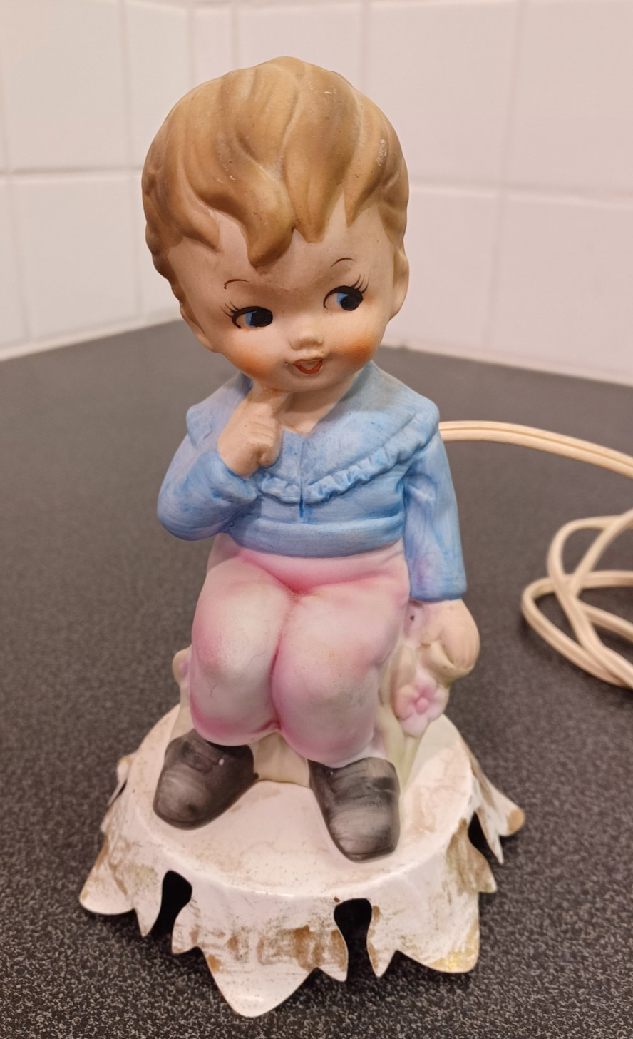 MCM Vintage Baby Night Light Underwriters Laboratories Ceramic Lamp works