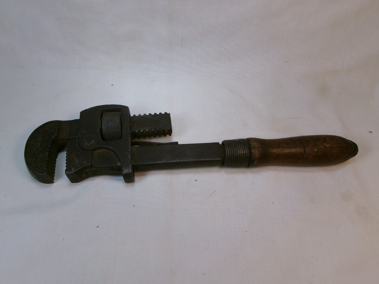 Antique Stilson No.14 Adjustable Pipe Wrench with Wood Handle