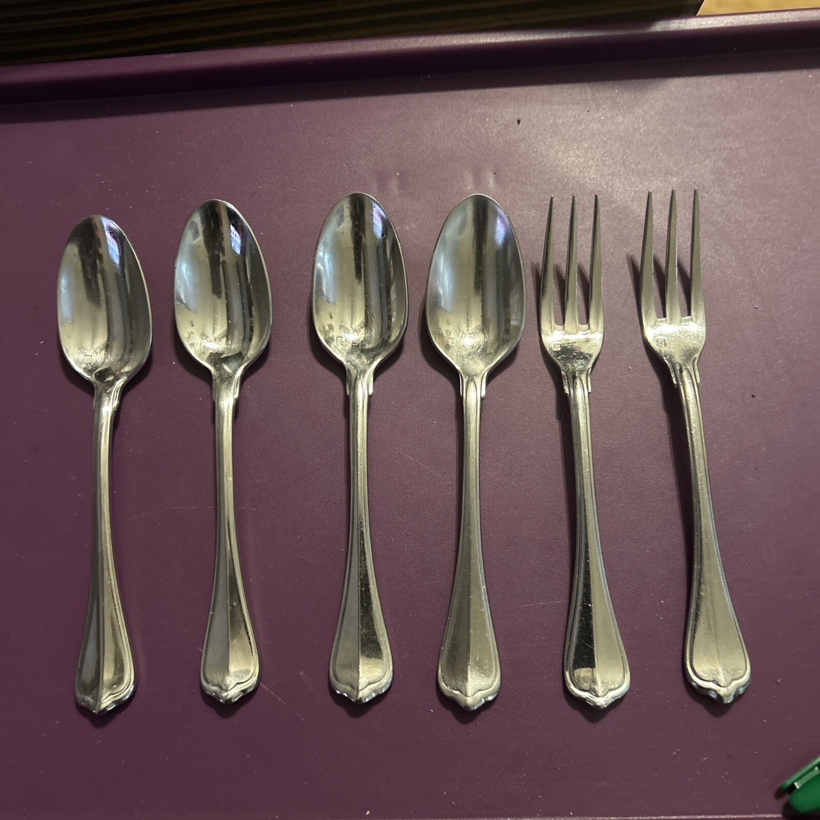 6 Pc Fortessa San Marco Stainless 18/10 Flatware Outlined Edge VC