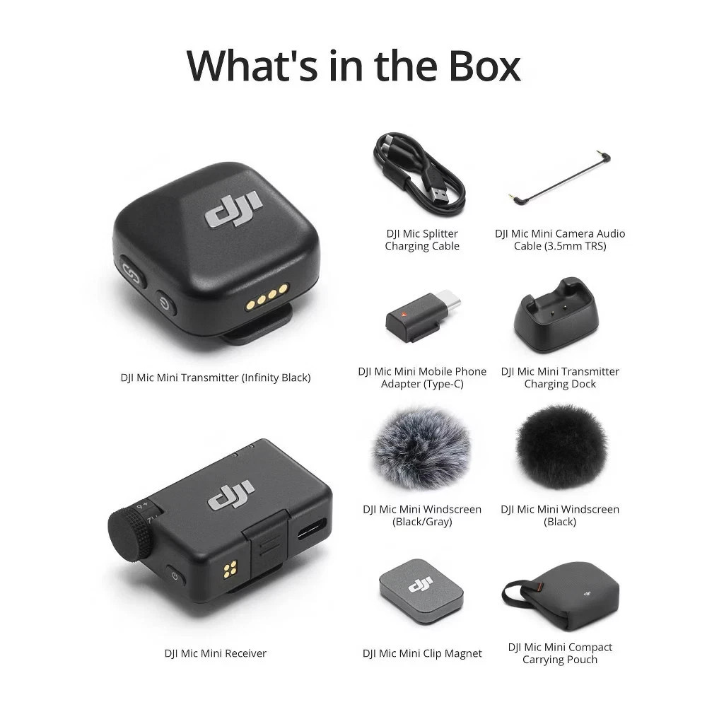 NEW DJI Mic Mini (1TX + 1RX): Unidirectional, Dynamic Microphone System