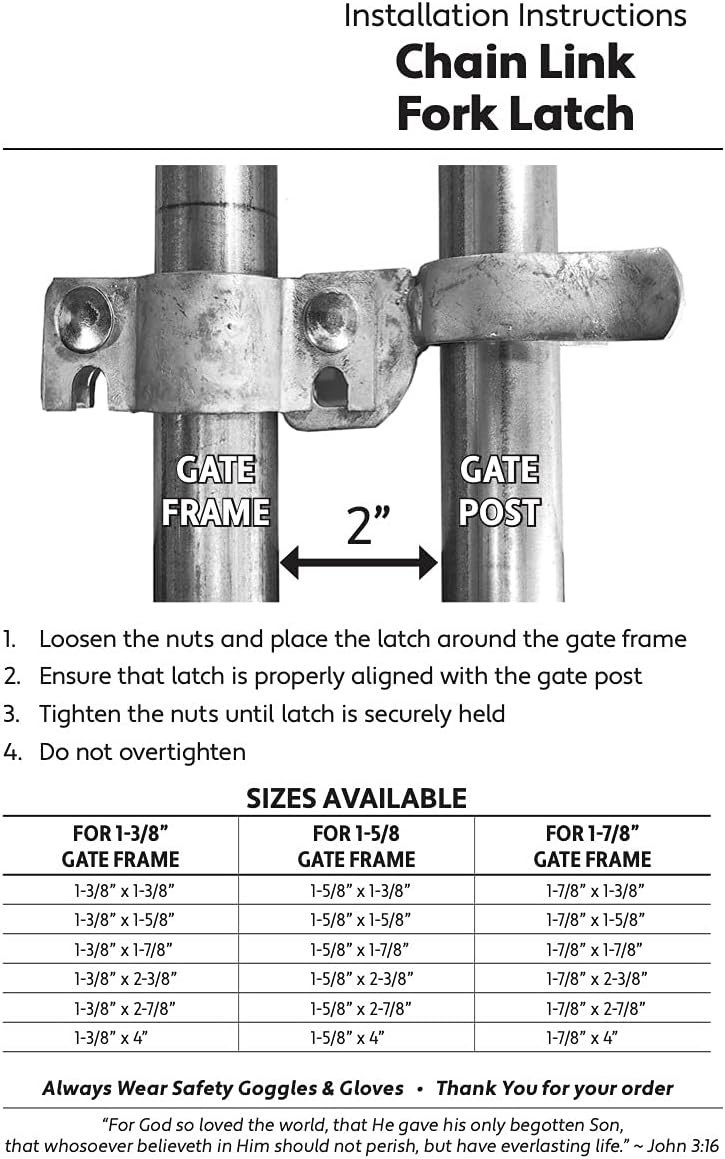 Chain Link Gate Fork Latch - Easy Installation