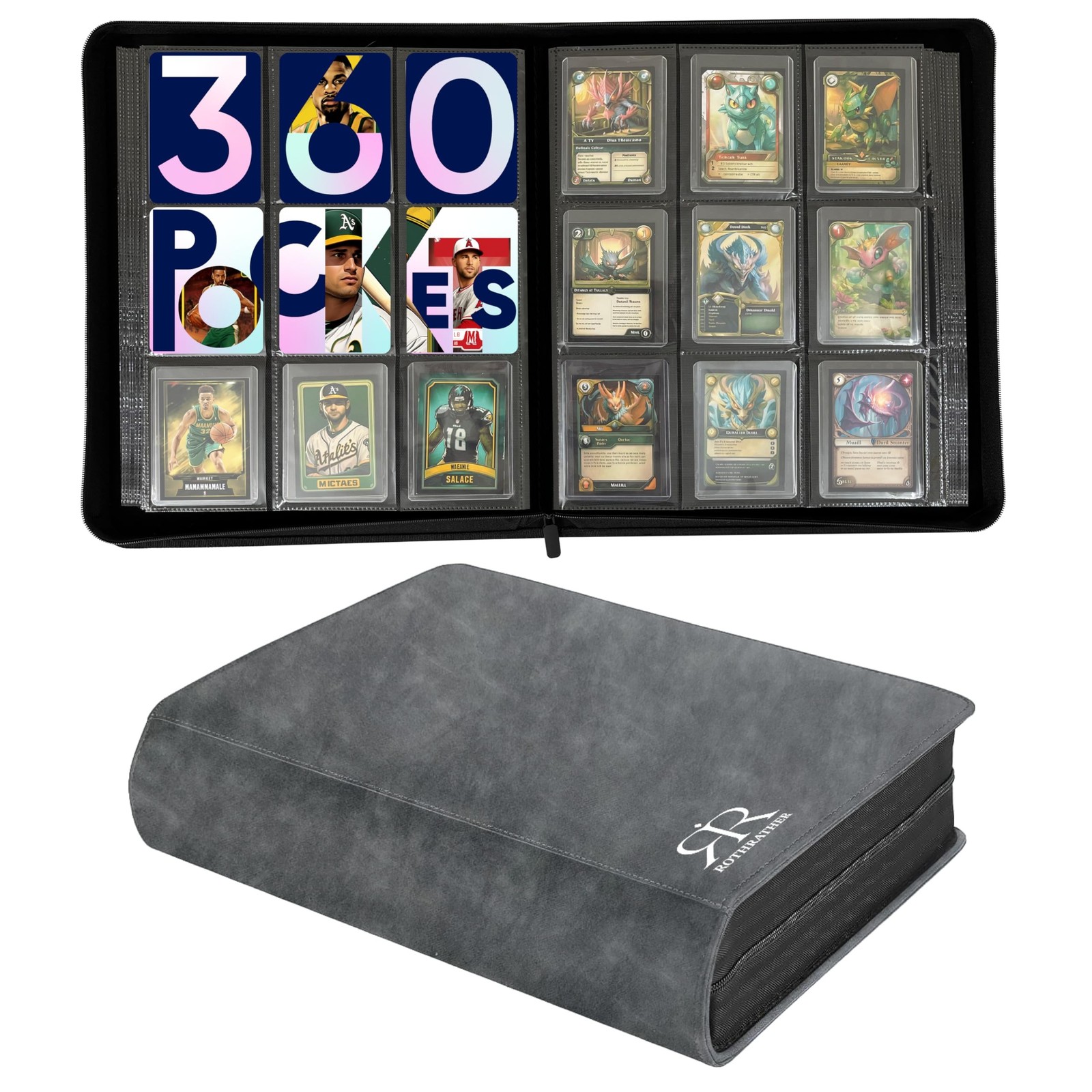 Top Loader Binder | Holds 360 Top Loaders | ROTHRATHER 9 Pocket Top Loader Ca...