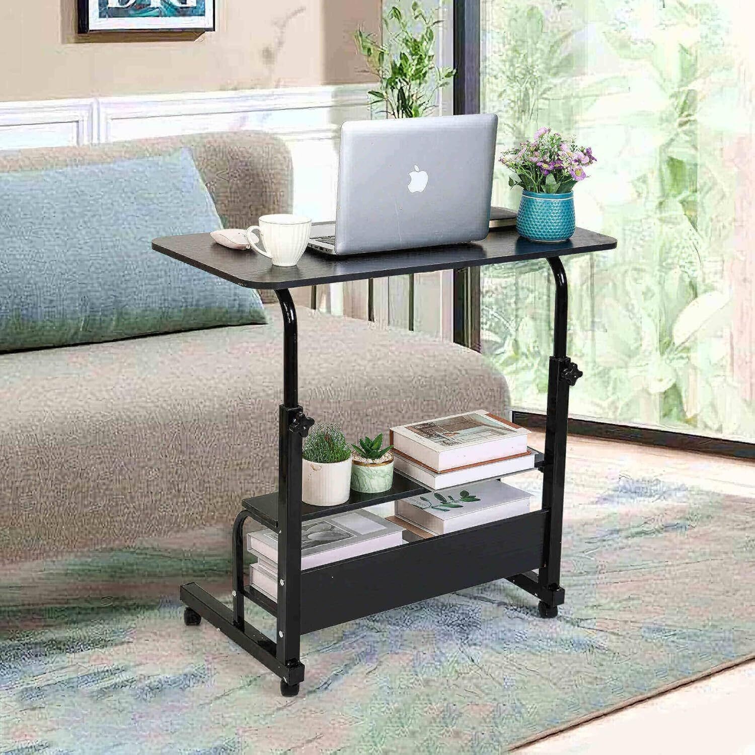 Adjustable Height Mobile Computer Desk Rolling Desk w/Wheels Home Office Desk US