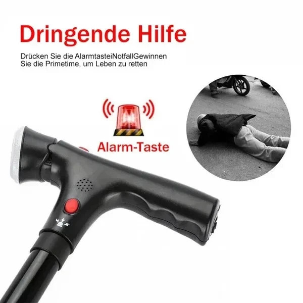 Adjustable Height Cane With LED Light Alert Button Walking Stick - Free Ship US