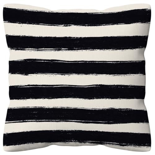 kdqua Modern Abstract Black Striped Pillow Cover 18x18 Double-Sided, Stripe 1