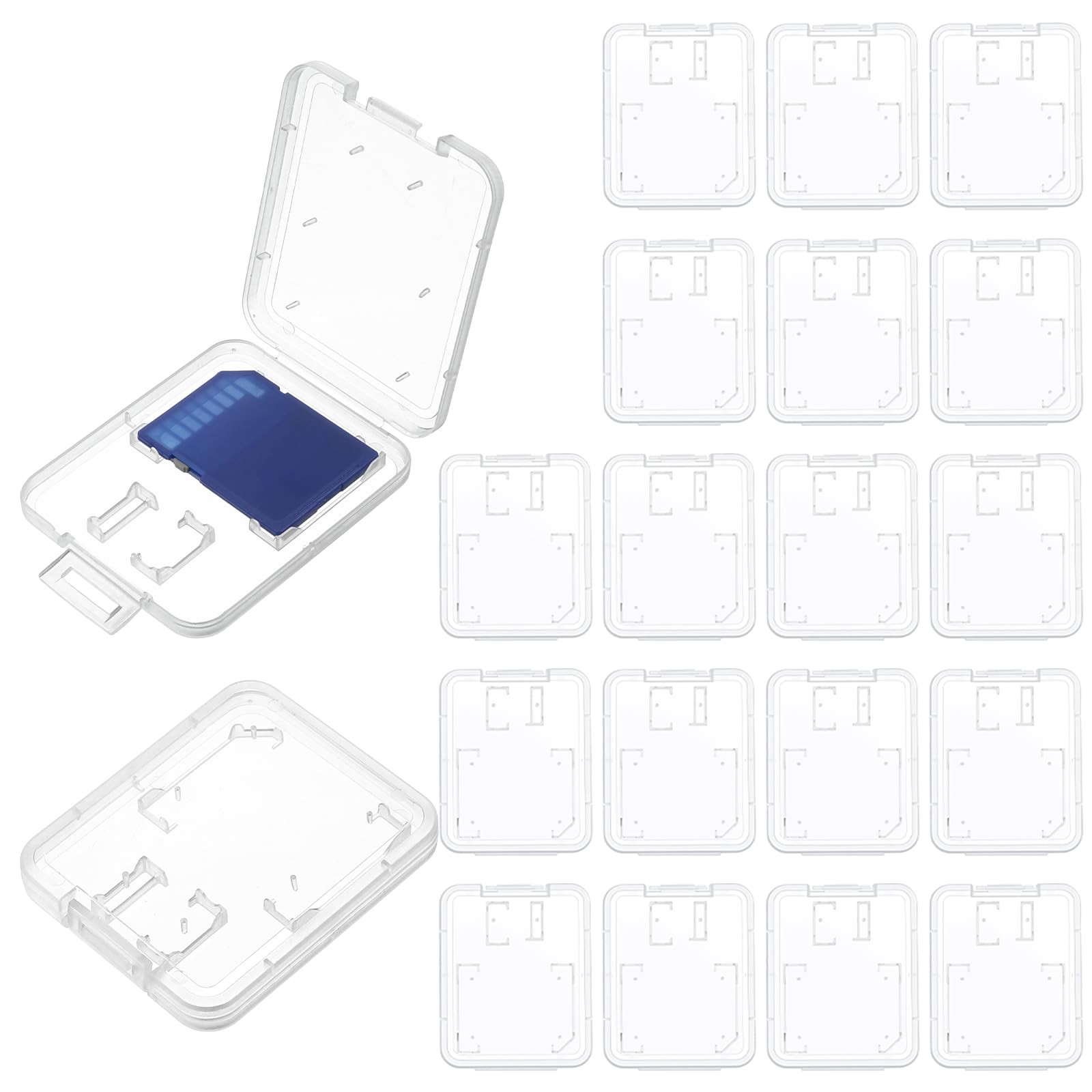 Clear Plastic Memory Card Case, 20 Pcs Transparent SD Card Case
