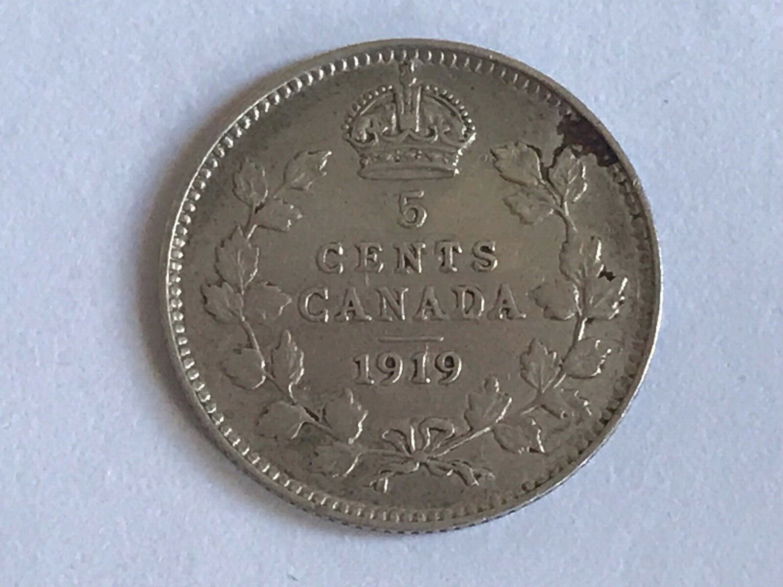 1919 Canada 5 Cents - George V 5 cents Silver 925) 1.167g 15.494 mm KM#22