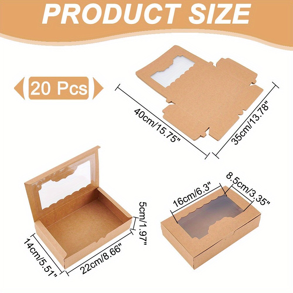 20pcs Folding Kraft Paper Mini boxes with Visible Window Gift Package Supplies