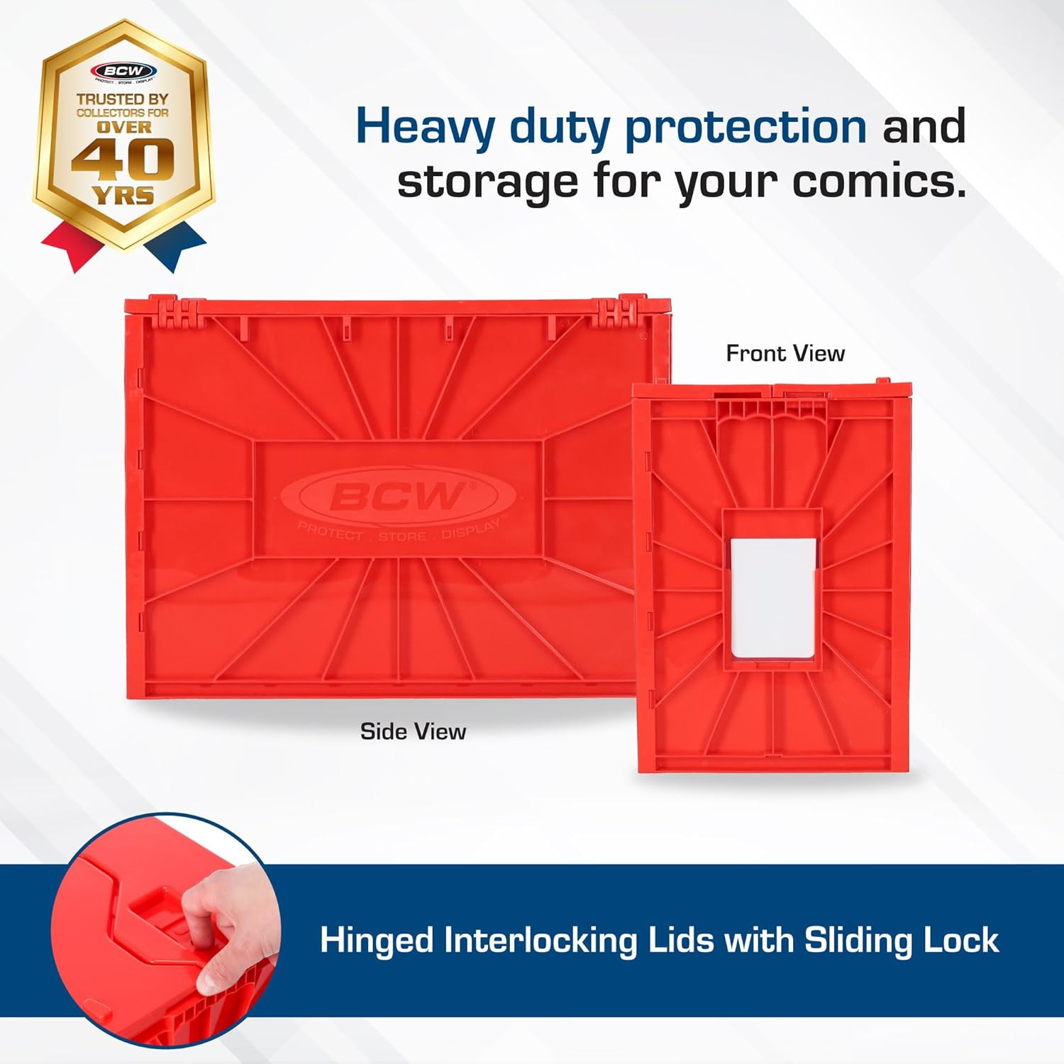 Short Comic Book Storage Box - 5 Pack, Holds 150 Comics, Stackable, Red
