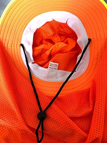 Men High Visibility Reflective Sun Hat with Medium-X-Large 2pcs (Orange+lime)